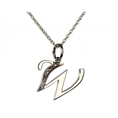 Alphabet W pendant with diamonds